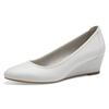 Pumps TAMARIS, Damen, Gr. 38 (5), weiß, Leder, elegant, Schuhe, Keilabsatz, Halbschuh, Schlupfschuh mit komfortablem Elastikeinfass