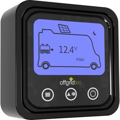 Solarladeregler OFFGRIDTEC "LCD-Fernanzeige", schwarz (baumarkt), B:11,4cm H:11,4cm T:4,4cm, Kunststoff, Spannungsregler