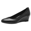 Pumps TAMARIS, Damen, Gr. 42 (8), schwarz, Leder, unifarben, elegant, Schuhe, Keilabsatz, Halbschuh, Schlupfschuh mit komfortablem Elastikeinfass