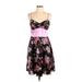 XOXO Collection Casual Dress - Mini V-Neck Sleeveless: Pink Floral Dresses - Women's Size 13