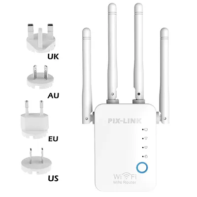 PIXLINK – répéteur WiFi sans fil Pro 300Mbps 4 antennes amplificateur de Signal extension de la