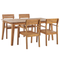 Gartenmöbel Set Akazienholz Hellbraun Gartentisch und 4 Stühle mit Armlehnen Rustikaler Stil Outdoor für Garten Terrasse