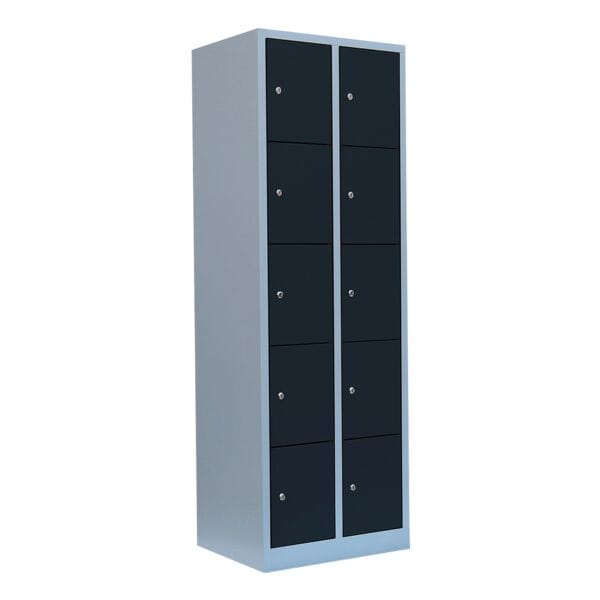 Lüllmann Schließfachschrank - 2 Abteile - 10 Fächer grau