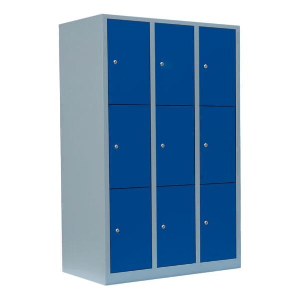 Lüllmann Schließfachschrank - 3 Abteile - 9 Fächer grau