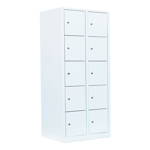 Lüllmann Schließfachschrank - 2 Abteile - 10 Fächer weiß