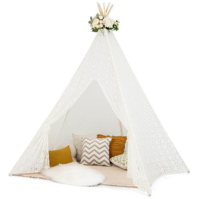 Costway Lace Teepee Tent with Colorful Light Strin...
