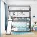 Multifunctional Twin Over Twin Wood Convertible Bunk Bed with Ladder, House Bed with Slide, Espresso