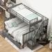 Stairway Twin-Over-Full Bunk Bed with Drawer, Storage and Guard Rail for Bedroom, Dorm, for Adults, Gray