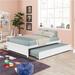 Full Bed Durable Pine Wood Platform Bed with Twin Trundle and 2 Drawers