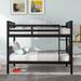 Espresso Wood Full over Full Bunk Bed with Ladder for Bedroom, Guest Room Furniture, Total 2 Stackable&Separable Full Beds