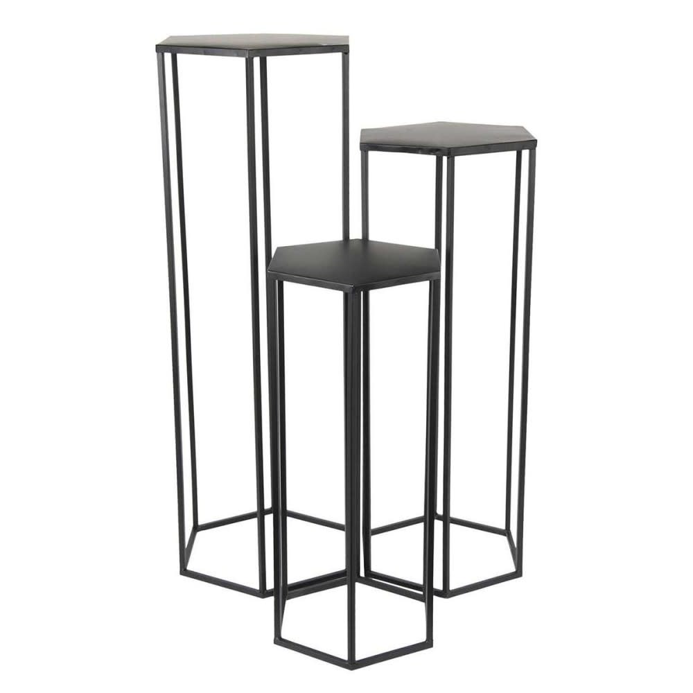 Lot de 3 sellettes gigognes métal noir