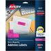 Avery Printable Address Labels With Sure Feed 1 X 2-5/8 Neon Magenta 750 Blank Mailing Labels (5970)