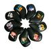 9Pcs PU Leather Golf Iron Headcover Set Golf Club Head Cover Protector Equipment Black