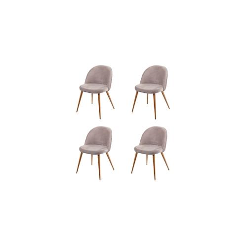 4er-Set Esszimmerstuhl HWC-D53, Stuhl Küchenstuhl Retro 50er Jahre Design, Samt ~ grau-braun