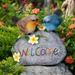 Litake Bird Garden Statues Decor Resin Welcome Sign Simulation Bird Sculptures Statues for Yard Patio Lawn Garden Home Outdoor Decorations Artificial Ornaments