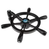 6-Spoke 15 Inch Boat Steering Wheel 3/4 Inch Tapered Shaft with Control Knob for Marine Boats Tranditional Ship (Black)
