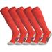 APTESOL Knee High Soccer Socks Team Sport Cushion Socks for Boys Girls Men Women [5-Pair Red L]