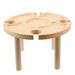 1Pc Outdoor Round Wine Table Wood Wine Glasses Storage Table Food Serving Desk