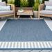 8x10 Water Resistant Large Indoor Outdoor Rugs for Patios Front Door Entry Entryway Deck Porch Balcony | Outside Area Rug for Patio | Blue Striped Border | Size: 7 10 x 10 2