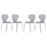 LeisureMod Modern Oyster Transparent Black Dining Side Chair Set of 4