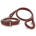 Openuye Cool PU Leather Dog Collar and Leash Set Round Strong Pet Walking Training Leash for Small Medium Big Dog Brown S