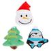 3Pcs Lovely Christmas Pet Plush Toy Cat Dog Biting Toy Pet Supplies (Penguin Snowman Christmas Tree)