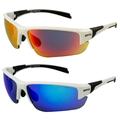 Global Vision Hercules-7 Sport Riding Motorcycle Sunglasses for Men & Women Z87.1 Safety Glasses 2 Pairs White Frame w/Red & Blue Mirror Lenses