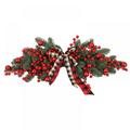 Artificial Christmas Swag for Front Door Red Berry Green Pine Leaves Plaid Bow Swag Pendant Garland Handmade Hanging Swag for Home Festival Holiday Christmas Indoor Outdoor Decoration