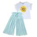 JDEFEG Baby Girl Clothes 6 Months Summer Toddler Kids Girls Clothing Sets Summer Sunflower T Shirt Tops Chiffon Ruched Loose Pants Outfits Children Clothes 3-6 Months Baby Girl Clothes Mint Green 130