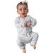 Dadaria Baby Clothes 0-24M Infant Baby Boys Girls Long Sleeve Striped Romper Bodysuit+Pants Outfits Set Gray 100 Baby