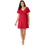 Plus Size Women's Short-Sleeve Lace Top Gown by Amoureuse in Classic Red (Size 3X)