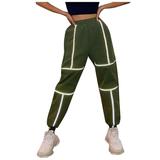 Dadaria Cargo Pants Women Baggy Streetwear Reflective Strip Beam Pants Sports Trousers Cargo Pants Green XXXL Female