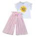 JDEFEG Baby Girl Clothes 6 Months Summer Toddler Kids Girls Clothing Sets Summer Sunflower T Shirt Tops Chiffon Ruched Loose Pants Outfits Children Clothes 3-6 Months Baby Girl Clothes Cotton Pink 130