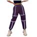 Dadaria Cargo Pants Women Baggy Streetwear Reflective Strip Beam Pants Sports Trousers Cargo Pants Purple XXXL Female