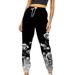 Dadaria Boho Pants for Women Prints Elastic Waist Trousers Long Straight Pants Sweatpants Black XS Female