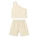 JDEFEG Baby Girl Clothes 6-9 Months Toddler Girls Summer Set Solid Tops Shorts Trousers Set Casual Clothes Outfits 4Y Baby Girl Bundle Clothes Polyester Spandex Beige 100