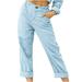 Dadaria Linen Pants for Women Beach Plus Size Solid Color with Pockets Buttons Elastic Waist Comfortable Straight Pants Sky Blue M Female