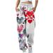 Dadaria Wide Leg Sweatpants Women Petite Printing with Pocket Elastic Waist Trousers Long Straight Pants Sweatpants White L Female