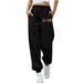 Dadaria Sweatpants Women Set Ladies Elastic Ladies Waist Loose with Pockets Printed Pants Black XXL Female