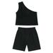 JDEFEG Baby Girl Clothes 6-9 Months Toddler Girls Summer Set Solid Tops Shorts Trousers Set Casual Clothes Outfits 4Y Baby Girl Bundle Clothes Polyester Spandex Black 110