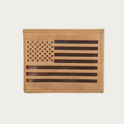 Lucky Brand Flag Embossed Leather Bifold Wallet - Women's Accessories Clutch Wallet in Medium Brown