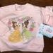Disney Matching Sets | Disney Baby Ruffle Shoulder Sweatshirt Atiana And Belle Disney Princesses | Color: Pink/Yellow | Size: 12mb