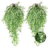 2 Pcs Hanging Fake Plants Fake Vines Artificial Plants Faux Hanging Plant Artificial Hanging Plants Wall Plants Fake Indoor Outdoor Decorations (White)