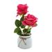 Artificial Potted Flower Fake Flowers in Pot Silk Rose Bouquet Decoration with Ceramics Vase Fake Plants Floral Arrangement for Table Centerpieces Home Office Wedding Decor