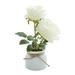 Artificial Potted Flower Fake Flowers in Pot Silk Rose Bouquet Decoration with Ceramics Vase Fake Plants Floral Arrangement for Table Centerpieces Home Office Wedding Decor