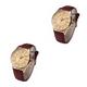UKCOCO Mens Watch Man Watch 2pcs Brown Outdoor Decoration Indoor Mechanical Wrist Men with Pu Offisional Golden+ Golden+Brown Band Automatic Watch for Man Mens Watch Mens Watches