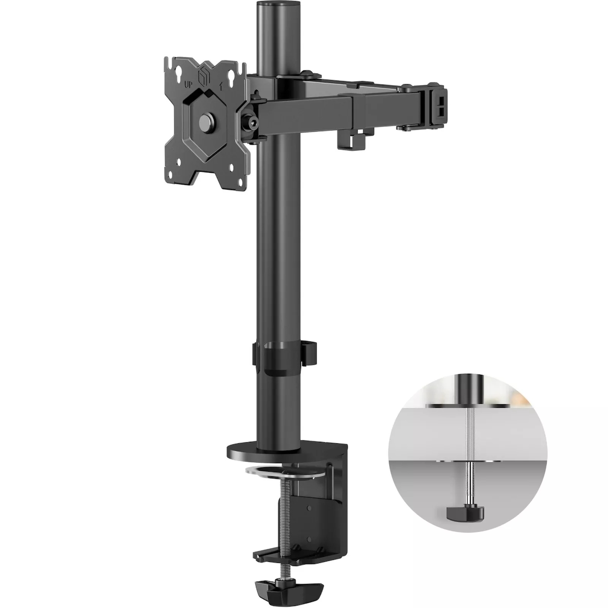 ONKRON Monitorhalterung Tisch für 13-34 Zoll bis 8 kg, VESA 75x75 & 100x100, schwenkbar, neigbar, drehbar, Schwarz D121E Image
