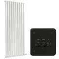 Milano Aruba Ardus - 1500W White Dry Heat Oval Panel Vertical Electric Radiator with Wi-Fi Thermostat - 1784mm x 590mm