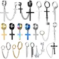 Boucles d'oreilles JoHoop en acier inoxydable pour hommes et femmes bijoux punk pendentif croix