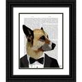 Fab Funky 12x14 Black Ornate Wood Framed with Double Matting Museum Art Print Titled - Debonair James Bond Dog